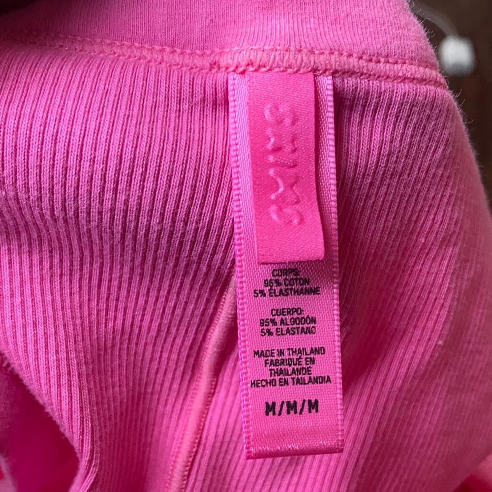 SKIMS Bright Pink Ribbed Mini fitted Dress - Picture 9 of 10